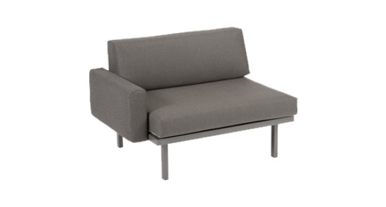 Modul Sylt 100x84 gepol AL re Model Sylt klein in grau mit einer Armlehne ohne Hintergrund