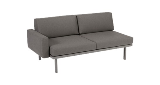 Modul Sylt 150x84 gepol AL re Modul Sylt grau mit einer Armlehne ohne Hintergrund