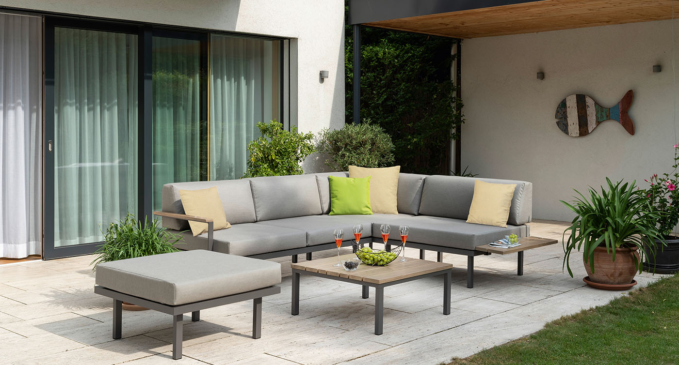Loungegruppe Sylt Holz in der Farbe Naturegrey